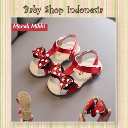 S1022 Sepatu Sandal Anak Import Murah Sepatu Sandal Anak Perempuan Mini Polka Bow Merah  large